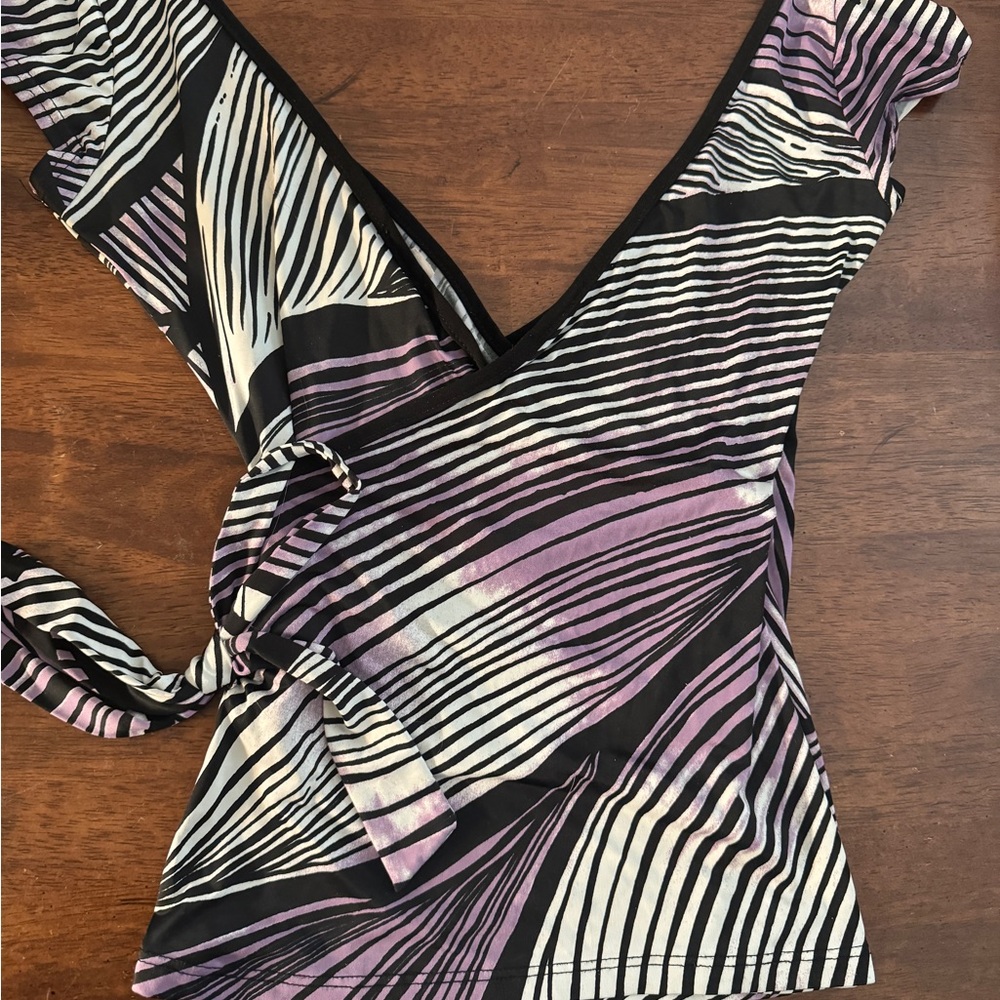 Elegant Striped V-Neck Women's Blouse